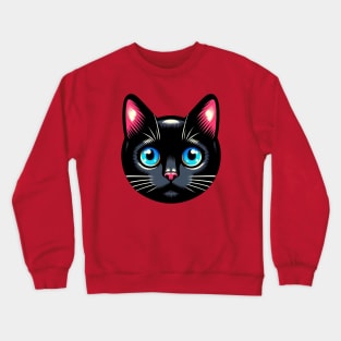 a black cat with big blue eyes Crewneck Sweatshirt